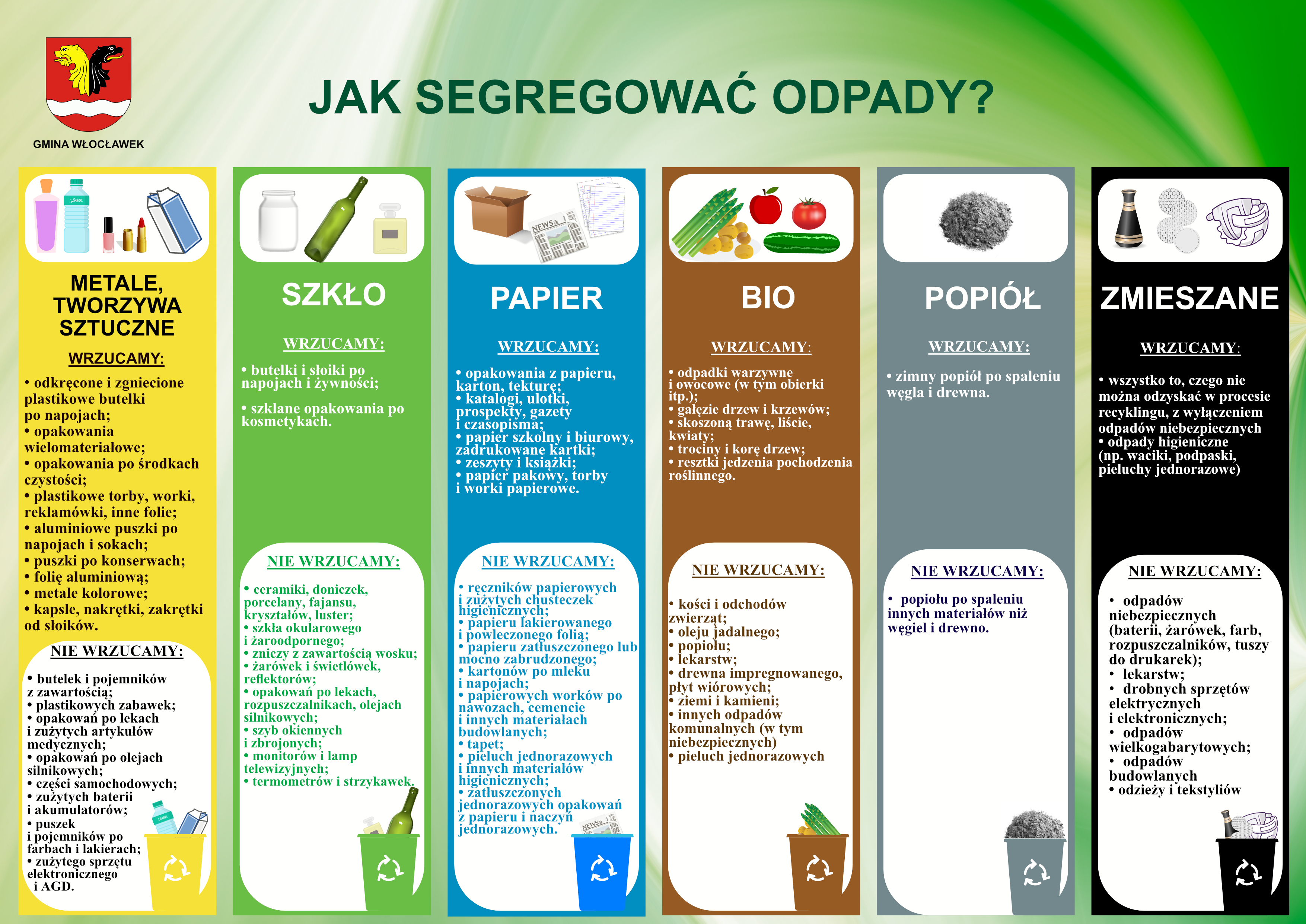 ulotka o&nbsp;segregacji odpad&oacute;w komunalnych